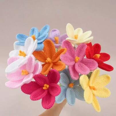 Handmade Crochet Tulip, Bohemian Style Floral Bouquet, Spring Handwoven Tulip Bouquet, Colorful Artificial Flowers, Suitable For Home Desk Decor, Valentine's Day, Mother's Day, Wedding And Graduation Party