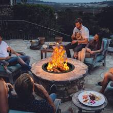 Anillo para fogata exterior resistente y sin humo – Acero al carbono de 60 pulgadas resistente a la oxidación, fácil de montar, orificios de ventilación para una combustión completa de la leña – Ideal para patio trasero, terraza, jardín, camping – Revestimiento y borde para fogata de bricolaje - Juego de anillos para fogata - Ver 4