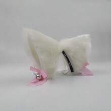 1对可爱摩托车头盔猫耳朵 - 粉色和黑色，多色毛绒猫耳朵，带有可爱的铃铛和蝴蝶结，可拆卸，适用于摩托车和滑雪头盔，可爱骑行装备 - 彩色 - 查看 24