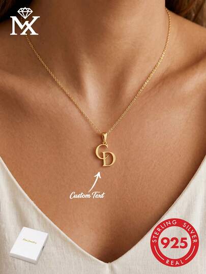 1 mặt dây chuyền bạc 925 khắc tên tiếng Anh theo yêu cầu, kiểu dáng thời trang và tối giản, phù hợp cho du lịch ngoài trời, phụ kiện sành điệu.