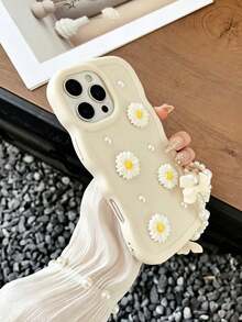 1个DIY雏菊马卡龙手机壳，带挂绳，适用于 17/17Pro/17ProMax/16/16Pro/16ProMax/15/15Pro/15ProMax/14/13/12/11手机壳 - 白色 - 查看 3