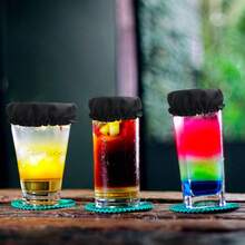 Nắp đậy đồ uống bằng polyester có lỗ cắm ống hút, có thể tái sử dụng, bảo vệ đồ uống trong các bữa tiệc, nắp đậy miệng ly cocktail co giãn, không cần nguồn điện. - Nhiều màu - Xem 4