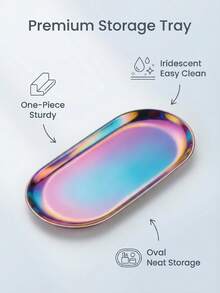 1 pieza Bandeja de esterilización de acero inoxidable, color metálico espejo ovalado, adecuada para almacenar herramientas de tatuaje y accesorios de arte de uñas o bandeja de almacenamiento de escritorio para el hogar - Multicolor - Ver 8
