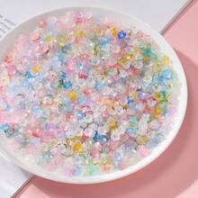 100 piezas de cuentas de lirio del valle con polvo de oro degradado, cuentas sueltas, accesorios de joyería DIY, pendientes de flor hechos a mano, materiales para collares - Multicolor - Ver 2