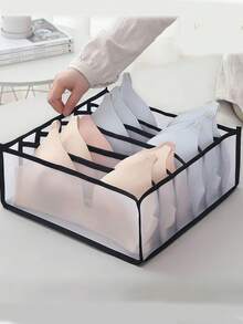 1/3/5pcs Foldable Bra Storage Box, Wardrobe Lingerie Organizer Divider, Home Underwear Storage Container - Black - View 11