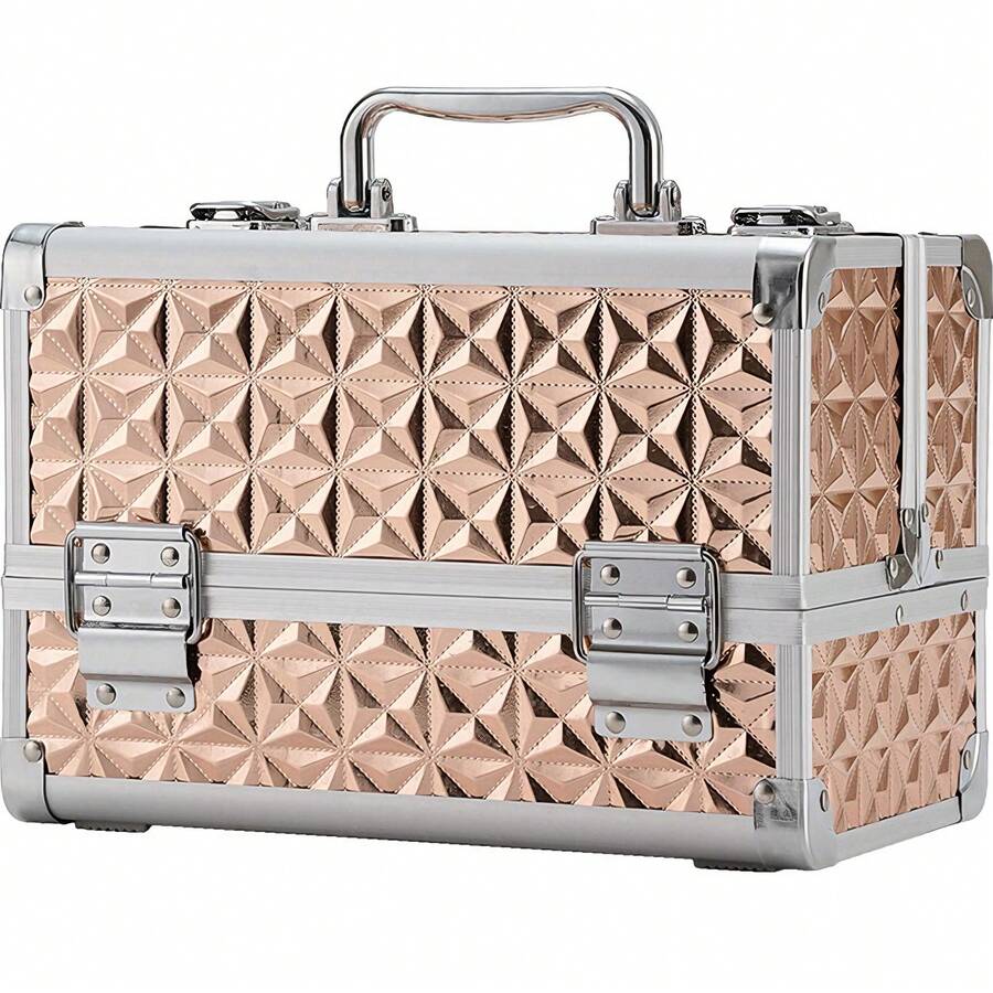 Makeup Case Make Up Box Cosmetic Case Large Makeup Organiser Box With Lockable Large Vanity Case - Rose Gold - View 1
