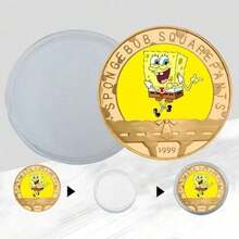 SpongeBob SquarePants 1枚纪念币，小礼品收藏币，收藏币，动漫周边金属工艺品，圆形游戏收藏卡，动漫玩具（款式随机） - 彩色 - 查看 10