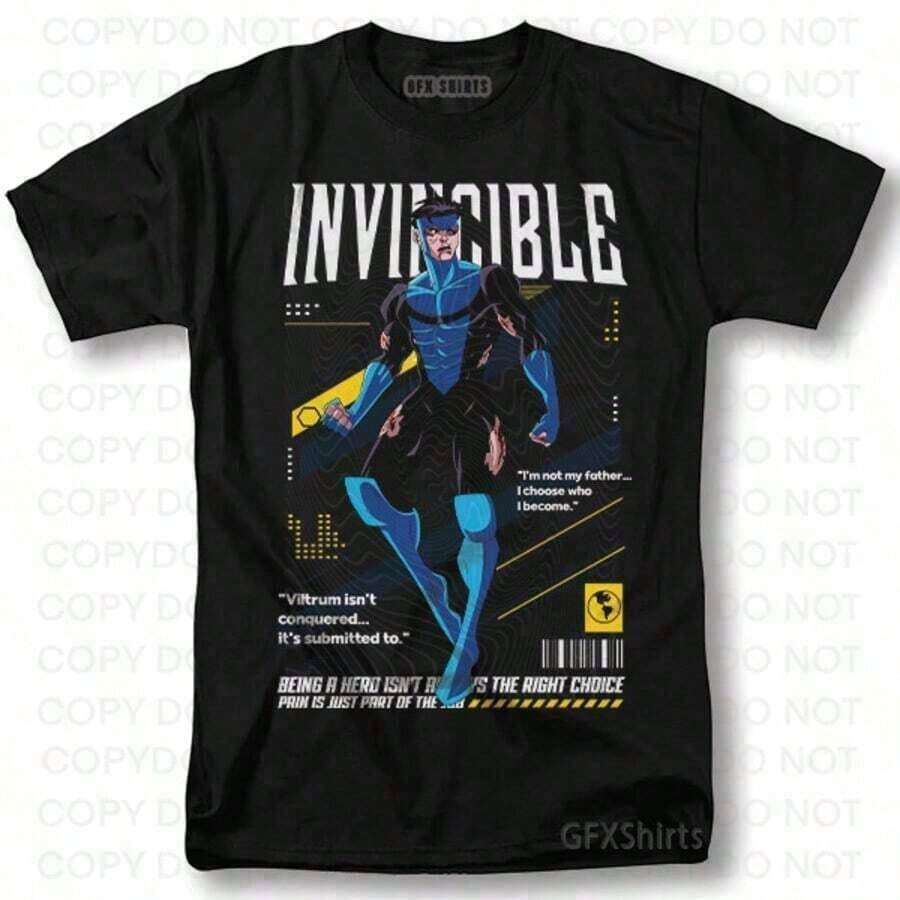 Invincible Shirt Mark Invincible Anime Superhero Graphic Design T-Shirtsummer Fits For Women100 Percent Cotton ClothingY2Y-Summer Clothes;Unisex YIGG - Đen 7 - Xem 1