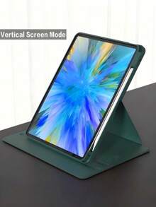 TIANYIMING Tích hợp ngăn đựng bút cảm ứng, chân đế bảo vệ xoay 360 độ, mặt lưng trong suốt, hỗ trợ chức năng tự động bật/tắt màn hình, ốp bảo vệ xoay tương thích với iPad thế hệ thứ 5/6/7/8/9/10/11 và iPad Mini thế hệ thứ 6/7. - Màu xanh lá cây đậm - Xem 4