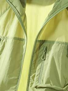 Driftmere Outdoor Functional Windbreaker Jacket For Men, Color Block Design, Hooded Breathable Sun Protection Skin Coat - Green - View 7