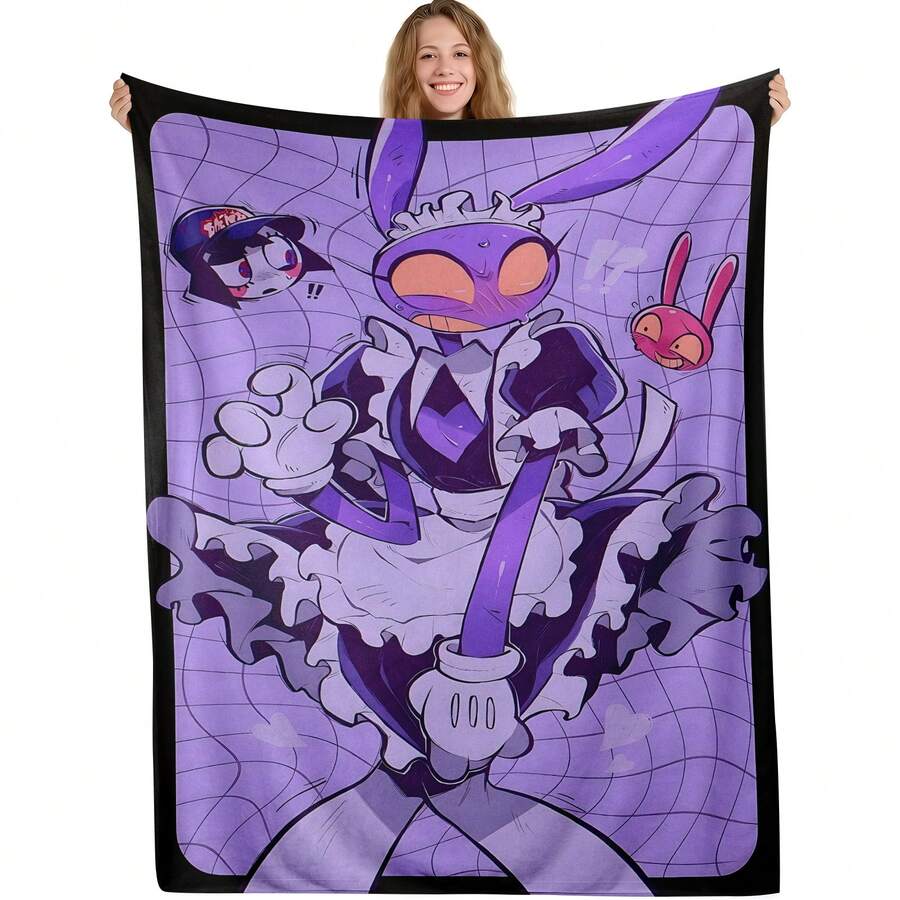 TADC Frog Jax Flannel Throw Blanket, The A-Amazing D-Digital Circus Cartoon Art Design, Soft Cozy Reversible Plush For Couch, Unique Pop Culture Gift For Fans,  Wall Home Decor For Bedroom Living Room - 多色14 - 查看 1