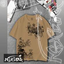 Premium 100% Cotton T-Shirt ASHSTAR "Gothic Y2K" - 卡其色 - 查看 1