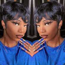 Pixie Cut Wig Human Hair Short Pixie Cut Wigs For Black Women Human Hair Glueless Pixie Wig Short Layered Brazilian Virgin Human Hair Wigs For Women Natural Color - Natural Black - View 7