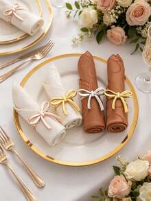 1pc/4pcs Elegant Bow Napkin Rings, Hotel Restaurant Tabletop Decor Napkin Rings, Suitable For Weddings, Graduation Parties, Birthday Parties, Banquets, Available In Gold, Silver, Rose Gold And Matte Gold, Fashionable Elegant Metal Napkin Rings - Multicolor - View 11