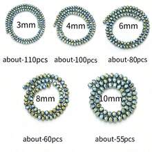 1 Strand Electroplated Green Faceted Abacus Beads, Multi-Color Crystal Flat Round Beads Assorted 3/4/6/8/10mm,Fashion Colorful Lovely Electroplated Beads, Versatile For DIY Jewelry Making, Bracelet, Necklace, Mobile Phone Strap, Keychain - Electroplating Green - View 7