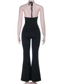 Bộ jumpsuit ren gợi cảm dành cho nữ, phù hợp cho đi làm hàng ngày, mùa hè, công sở, màu đen, lễ hội, thanh lịch. - màu đen - Xem 4