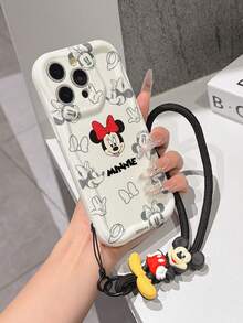 This Disney Mickey Mouse Lanyard Phone Case Is Fully Covered In TPU Material. It's Shockproof, Lightweight, And Compatible With IPhone17/16/11/13/15/15 Plus/15 Pro/15 Pro Max/12/14 Pro Max/11 Pro Max/12 Pro/12 Pro Max/13. This Phone Case Makes A Popular Birthday Gift Or Business Gift; It's Durable, Stain- And Fingerprint Resistant, And Suitable For Both Men And Women. The Set Also Includes A Mickey Mouse Phone Case And A Mickey Mouse Plush Bracelet. It's A Perfect Gift For Friends And Family. This Stylish Phone Case Is Fun, Lightweight, And Durable. IPhone17 Pro Max Phone Case, Minnie Mouse Phone Case. - 白色 - 查看 2