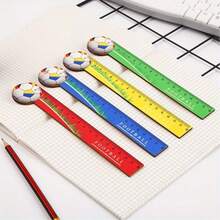 4 Pcs 7.09 Inch Football Themed Wooden Ruler, Colorful Football Design - School & Office Supplies, Creative Desktop Decor For Students And Sports Fans - Football Ruler - View 1
