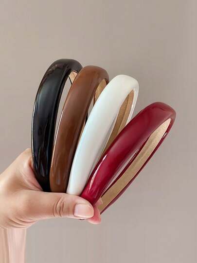 4pcs Minimalist Elegant Leather Thin Headband, French Sponge High Crown Hair Hoop Hair Clips Accessories Set For Women