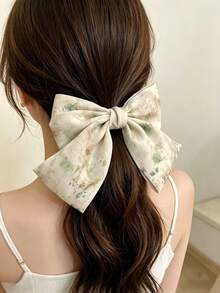 1pc Women's Large Bow Hair Clip, Soft Long Bowknot Hair Clip, Fashion Versatile Elegant Minimalist Solid Color Hair Accessory, Vintage Metal Hair Clip, Ideal Gift For Girls, Suitable For Daily, Casual, Party, Commute, Beach, Vacation, Hair Claw, Hair Barrette, Bowknot Elegant Polyester Hair Clip, All Seasons - Mauve Purple - View 5