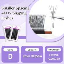 12 Rows D-Shaped Narrow Spacing 4D Lashes, 4D W-Shaped Natural Soft Fanned Out Volumizing Lash Extension - D - 查看 14