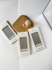 6pcs/set Wax Cake Candle, Textured Cake Decorating Candle For Birthday Party - Silver - View 11