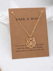 1 pieza Collar con colgante de tigre de moda minimalista, adecuado para el uso diario de las mujeres - Dorado - Ver 5