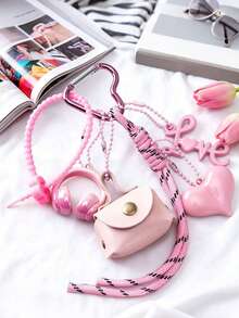 Yogodlns Fashionable Heart Leather Rope Keychain Cherry Bow Y2K Bag Pendant Ornaments Mobile Phone Lanyard Gifts Bag Accessories ﻿Fashionable Heart Leather Rope Keychain Bow Y2K Bag Pendant Ornaments Mobile Phone Lanyard Gifts Bag Accessories ﻿ - Multicolor - View 2