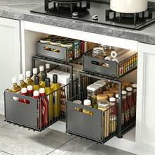 Organizador de fregadero de cocina de acero al carbono, estante plegable en forma de H, recubierto de hierro resistente a la oxidación, gran capacidad, soporte para envoltura de plástico, organizador de gabinete de encimera, solución de almacenamiento debajo del fregadero, soporte expandible para utensilios de cocina, estante de almacenamiento para accesorios de baño, organizador multifuncional para despensa - Ver 4