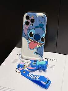 Disney Has Authorized, Phone Case - Chain Set, The Stitch Lilo & Stitch Phone Case Plus A Silicone 3D Or Fluffy Style Stitch Bracelet With Metallic Ring Removable Bracelet, Stitch And Angel Pattern, Compatible With Iphone 17/16/15/14/13/12/11/XS/XR/X Plus Pro Max, Wavy Design Phone Case For Girl, A Stylish Cartoon Summer Phone Case, The Perfect Gift Choice, Phone Protection, Durable Phone Cover, Great Gift For Friends And Family - 白色款式A - 查看 4