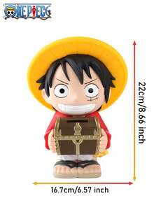 TOEI ANIMATION 1 pièce Tirelire officielle One Piece avec figurine version Q et design de coffre au trésor. Tirelire en PVC pour épargner, décoration de bureau et collection de fans. Cadeau parfait pour les passionnés de One Piece - Multicolore - Voir 8
