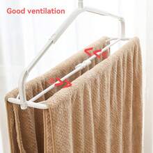 1/3 chiếc móc treo quần áo co giãn và gấp gọn, giá treo khăn chống trượt, giá phơi đồ chắn gió với móc xoay 360 độ dùng cho khăn tắm, khăn mặt, vỏ gối, chăn mỏng. Giá phơi đồ gia dụng, dụng cụ sắp xếp tủ quần áo. - Trắng - Xem 7