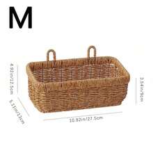2 chiếc/1 chiếc Giỏ treo bằng mây đan cho nhà bếp, Giỏ đựng đồ đa năng đựng trái cây, bánh mì, đồ ăn nhẹ, đồ trang trí để bàn Giỏ mây thủ công treo tường - Màu vàng - Xem 12