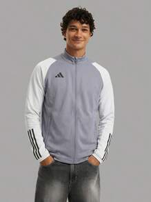 Adidas Men Training Jacket Lightweight Breathable Quick Dry Stretch Skin-Friendly Zip Up Elastic Cuffs Logo Easy To Clean Gym Training Running Commuting Daily Spring Autumn Grey HP1908 - grey - View 1