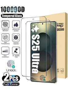 Luxury Android Tempered Glass Screen Protector 2pcs/Set High Definition Fingerprint Unlock Screen Protector Compatible With Samsung Galaxy S21/S22/S23/S24/S25/S26/FE/Plus/Ultra/Plus/Edge Series. High-Clarity, Protection, Made Of Premium Glass Material. Smartphone Screen Protector, Suitable For Tech Enthusiasts. 9H Tempered Glass, Phone Accessories, Can Be Used With Phone Cases, A Great Mother's Day Gift For Family And Friends. - Clear - View 16