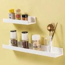 1/2/3/4/6 件装白色亚克力悬浮置物架，免钻孔壁挂式幼儿园书架，壁挂式储物工具架，浴室壁挂式置物架 - 白色 - 查看 6