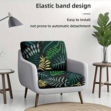 1 pieza/2 piezas/6 piezas/8 piezas Funda de cojín para sofá de exterior con estampado de hojas tropicales grandes, fresca y pastoril, impresión digital, lavable a máquina, funda de almohada para patio con dobladillo elástico, funda de cojín para asiento de sofá de exterior, funda para muebles de patio, protector de muebles de sala de estar, adecuado para jardín, parque, sofás de interior y exterior, sofá seccional y sillón - B - Ver 2