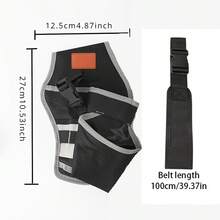 1个便携式工具腰包，多功能维修工具包，腰挂式电工工具包，耐用牛津布材质，硬质背板，可调节腰带和抽绳，大容量分格收纳包，适用于建筑、木工、管道、日常维护等用途 - 灰色 - 查看 3