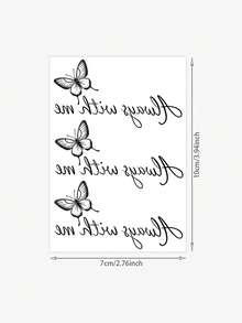 1pc Sticker, Line Butterfly, 'Always With Me' In English, Temporary Tattoo Sticker, Suitable For Arms, Abdomen Non-Reflective, Realistic Tattoo, Suitable For People, Daily Use, Lasts3-5Days - Black - View 6
