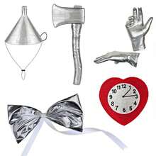 Ensemble multi-pièces, accessoires de cosplay - Hache 40*16*4,5 cm + Chapeau argenté + Gants + Horloge + Nœud papillon - Multicolore - Voir 2