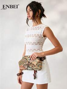 ENBEI 夏季优雅复古花云图案化妆包 - 大容量化妆包，度假手拿包，优雅女士沙滩包，时尚晚宴包。适合搭配婚纱、派对礼服，也是母亲节、情人节或婚礼季的理想礼物。 - 彩色 - 查看 9