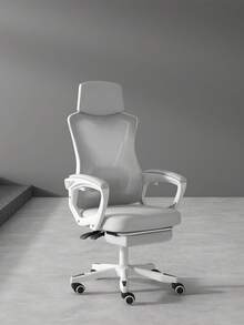 Silla Oficina Ergonomica Con Respaldo Ajustable Reposa Pies Gris Blanco - Gris - Ver 7