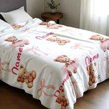 1pc Customized Bear Theme Flannel Blanket, Soft, Lightweight, Suitable For Sofa, Bed, Outdoor - Perfect Birthday And Holiday Gift For Family And Friends, Suitable For All Seasons - Multicolor - View 12