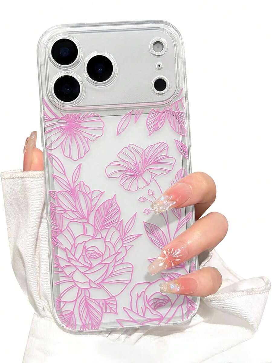 1 pieza - Funda compatible para iPhone 17 Pro Max, diseño floral claro y lindo para niñas y mujeres, de TPU suave, con protección total para la cámara y resistente a golpes - Color rosa - Rosa - Ver 1