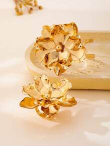 2pcs Elegant Floral Open Bangle And Ring Set, Suitable For Women's Daily Wear - Flower Set - View 4