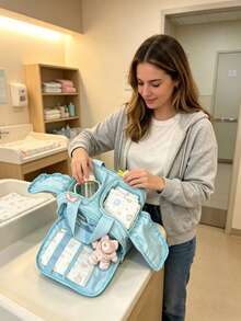 Sac fourre-tout imperméable multi-poches pour l'alimentation et l'organisation des bébés, sac de rangement portable pour tire-lait et couches avec compartiments, sac léger pour les essentiels de voyage des nouveau-nés - Sac de rangement - Voir 4