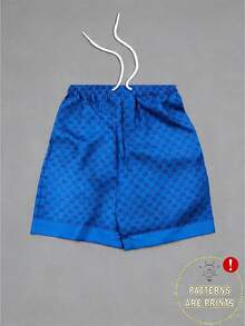 Men's Statement Print Shorts Fashion Designer Patterned Casual Daily Wear Shorts - Blue - View 1