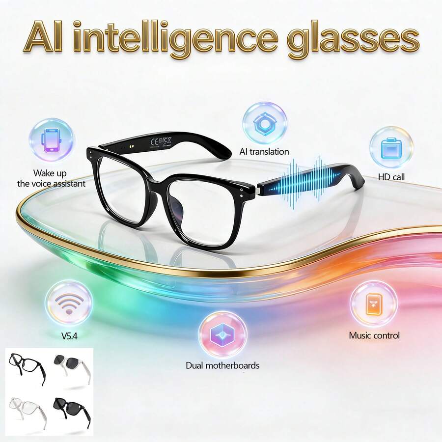 SENBONO Smart Glasses With Bluetooth Calling/Music Playback/Voice Assistant/Remote Shutter/AI Translation Multi-Functional Smart Glasses, Suitable For Work, Home, Travel, Daily Use - View 1