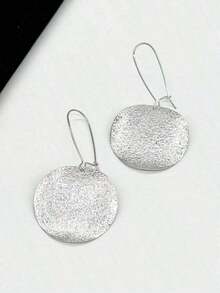 Round Drop Earrings - Silver - View 6