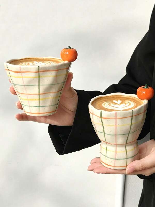1 cană ceramică creativă lucrată manual, cană de cafea retro, cană Latte Art de înaltă calitate, cană rafinată pentru desertul ceaiului de după-amiază, cană drăguță 3D cu fructe și animale, cană cu prindere în stil vintage, cană pentru băuturi cu lapte și suc pentru micul dejun acasă, cană de apă pentru birou, cadou pentru ea, cea mai bună prietenă